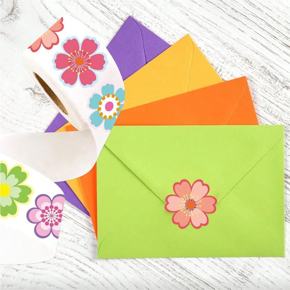 500 Colorful Flower Stickers 8 Bright Designs - Picture 5 of 7